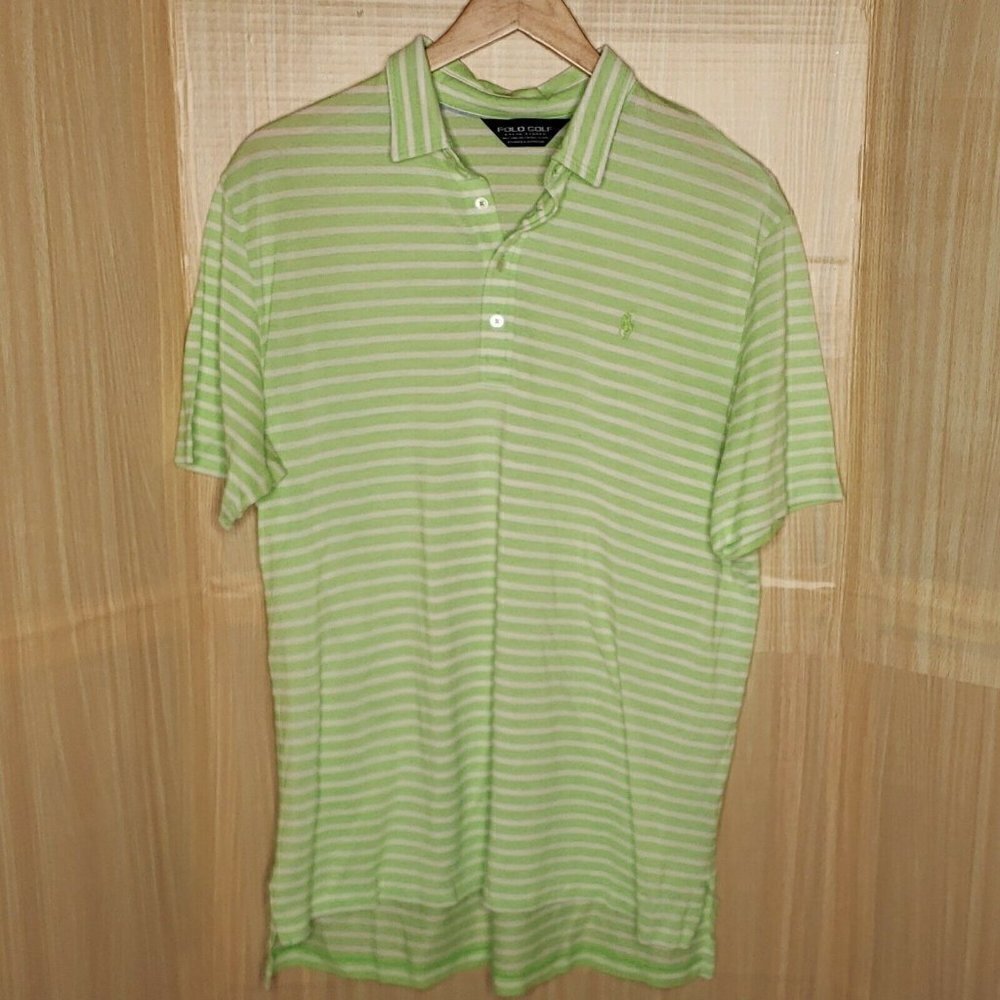 Polo Golf Mens Green White Stripe Short Sleeve Polo XL